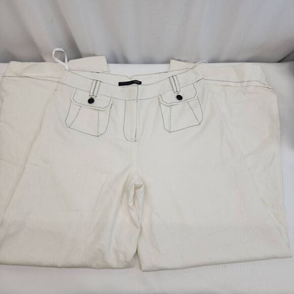 Saint Tropez West Size 10 White Linen Blend Wide Leg Trousers C16 - Picture 3 of 7